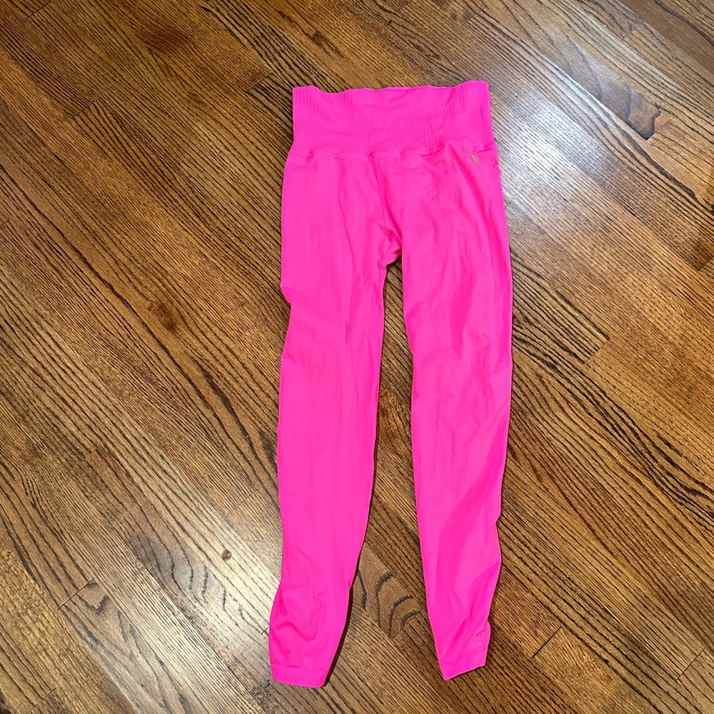 FP Movement by Free People Hot Pink Ribbed Waist Leggings